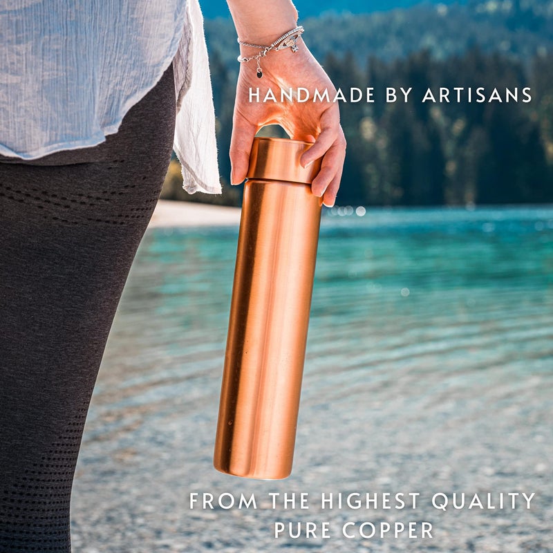 Kosdeg Copper Water Bottle - 34oz Vintage Modern Design - An Ayurvedic Pure Copper Vessel For Drinking- Drink More Water, Lower Your Sugar Intake And Enjoy The Health Benefits Immediately - Image 4